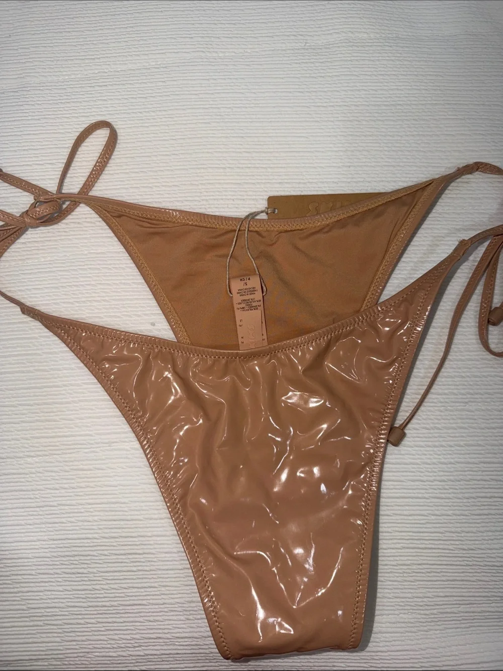 SKIMS Beige Patent Triangle Bikini Set Small